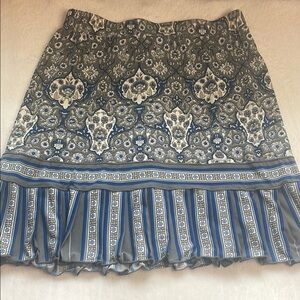 Max Studio Blue‎ and Gray Patterned Mini Skirt